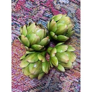 4  Large Green Artificial Artichoke Vegetables Fake Artichoke for Home Deco  4"